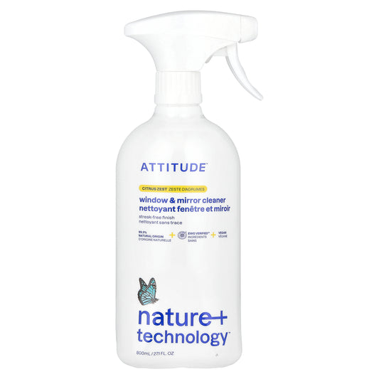 ATTITUDE, Window & Mirror Cleaner, Citrus Zest, 27.1 fl oz (800 ml)