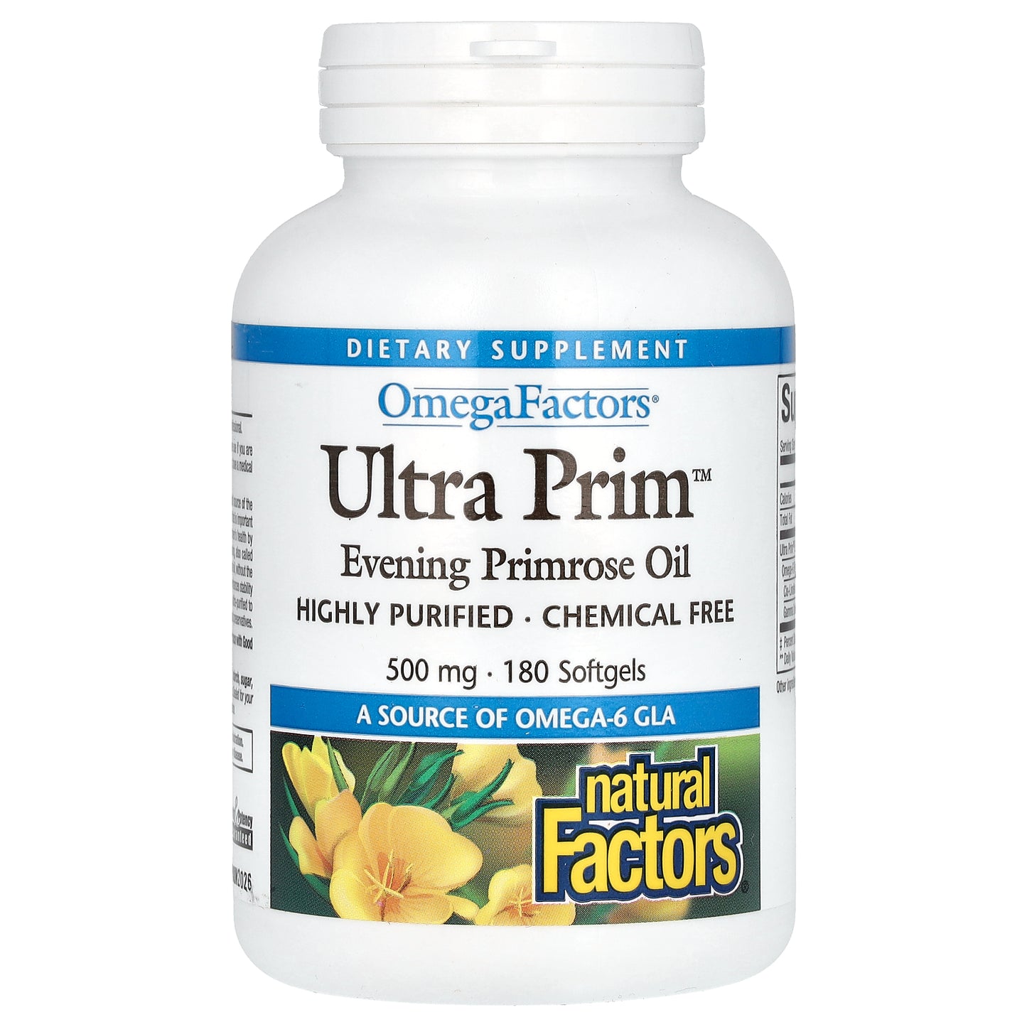 Natural Factors, OmegaFactors, Ultra Prim, Evening Primrose Oil, 500 mg, 180 Softgels