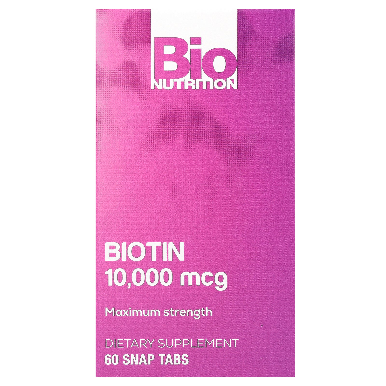 Bio Nutrition, Biotin, Maximum Strength, 10,000 mcg, 60 Snap Tabs