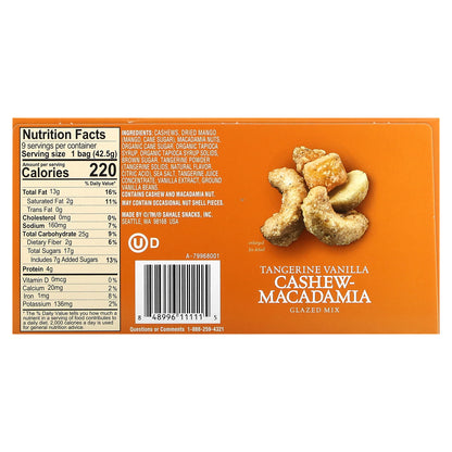 Sahale Snacks, Glazed Mix, Tangerine Vanilla Cashew-Macadamia, 9 Packs, 1.5 oz (42.5 g) Each