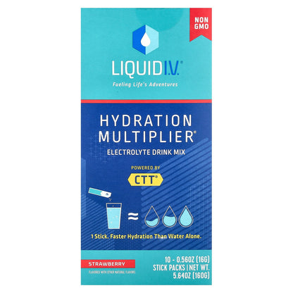 Liquid I.V., Hydration Multiplier®, Electrolyte Drink Mix, Strawberry, 10 Stick Packs, 0.56 oz (16 g) Each