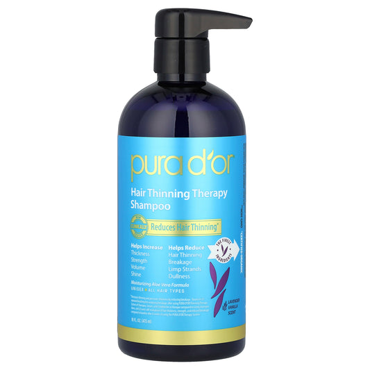 Pura D'or, Hair Thinning Therapy Shampoo, All Hair Types, Lavender Vanilla, 16 fl oz (473 ml)