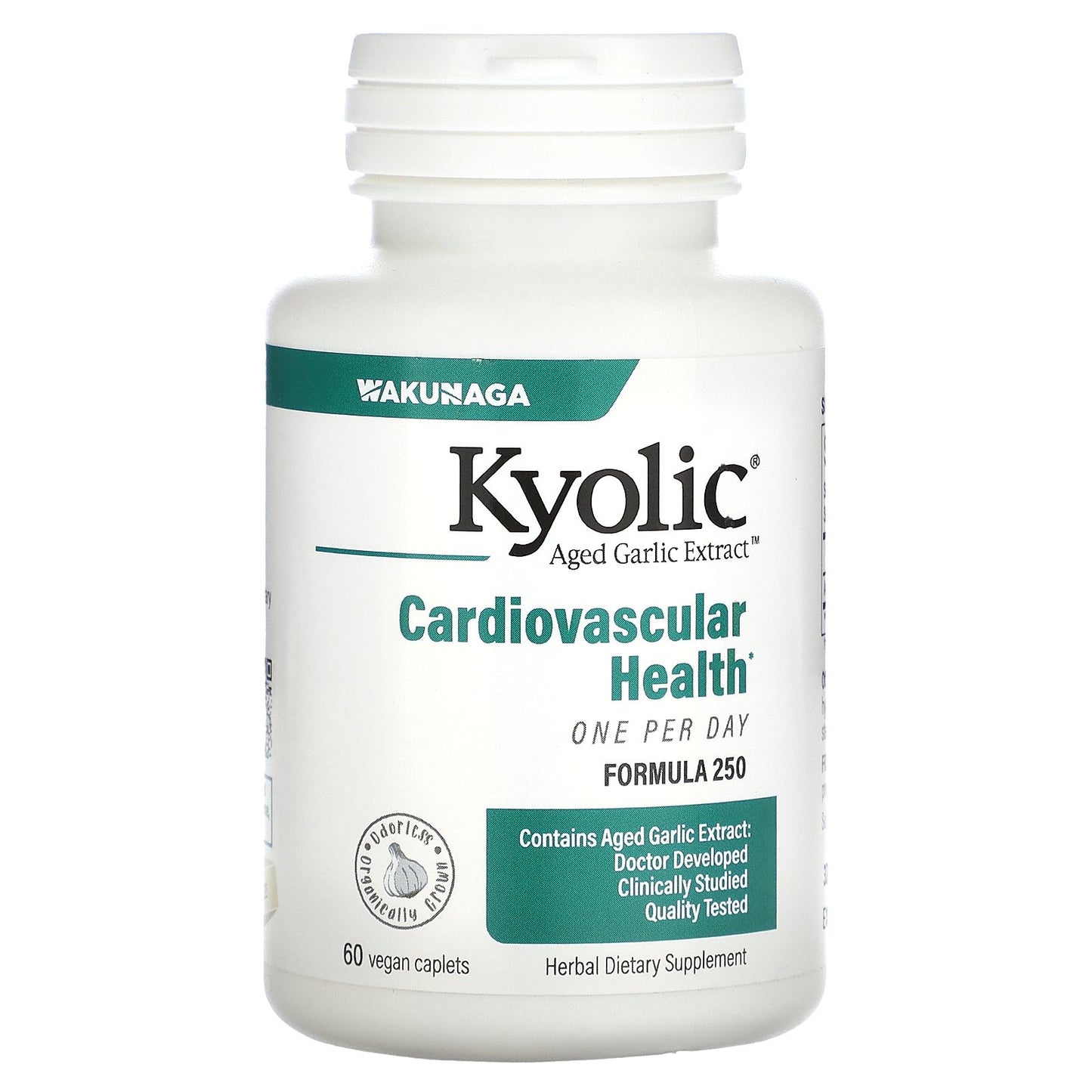 Kyolic, Aged Garlic Extract, Cardiovascular Health, One Per Day, Formula 250, 60 Vegan Caplets (1,000 mg per Capsule)