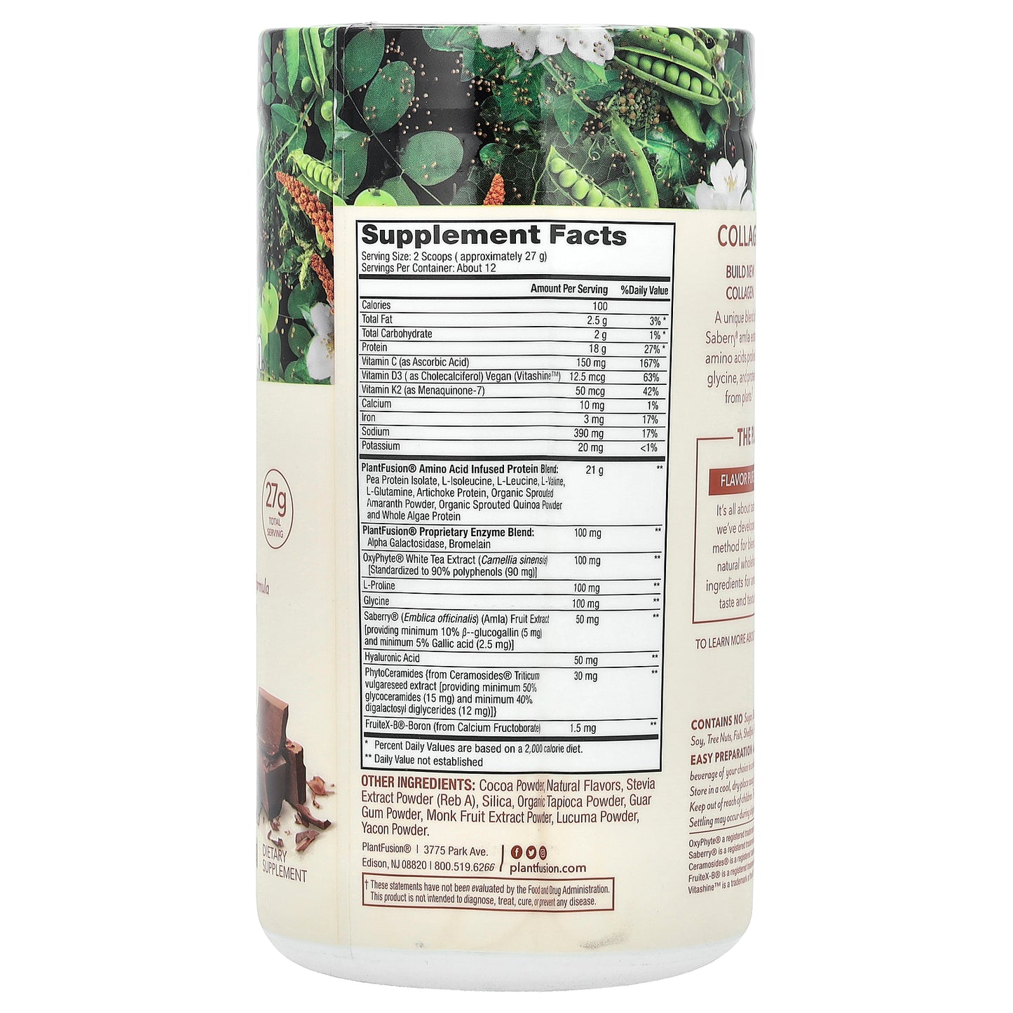 PlantFusion, Complete Plant Collagen Builder, Rich Chocolate, 11.43 oz (324 g)