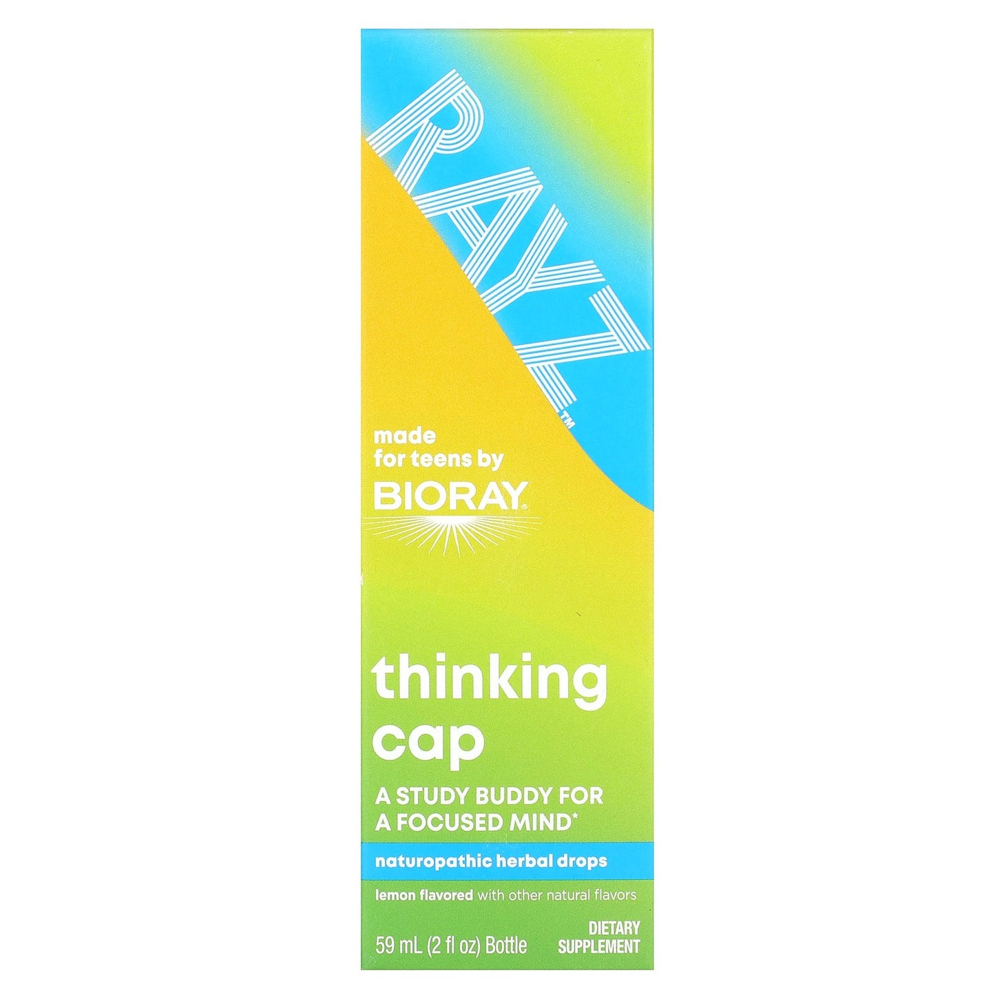 Bioray, Rayz, Thinking Cap, Naturopathic Herbal Drops, Lemon, 2 fl oz (59 ml)