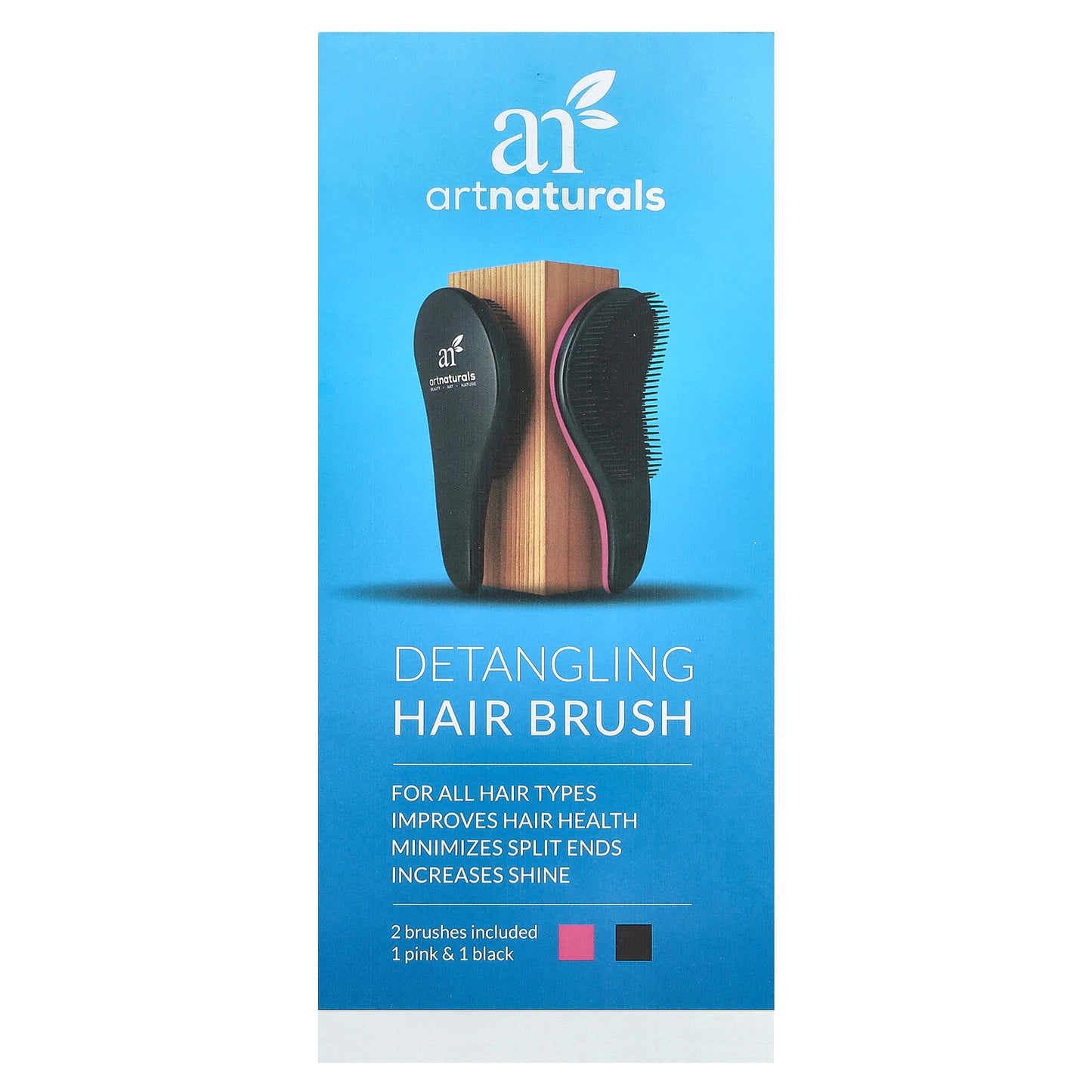 artnaturals, Detangling Hair Brush, 2 Piece Set