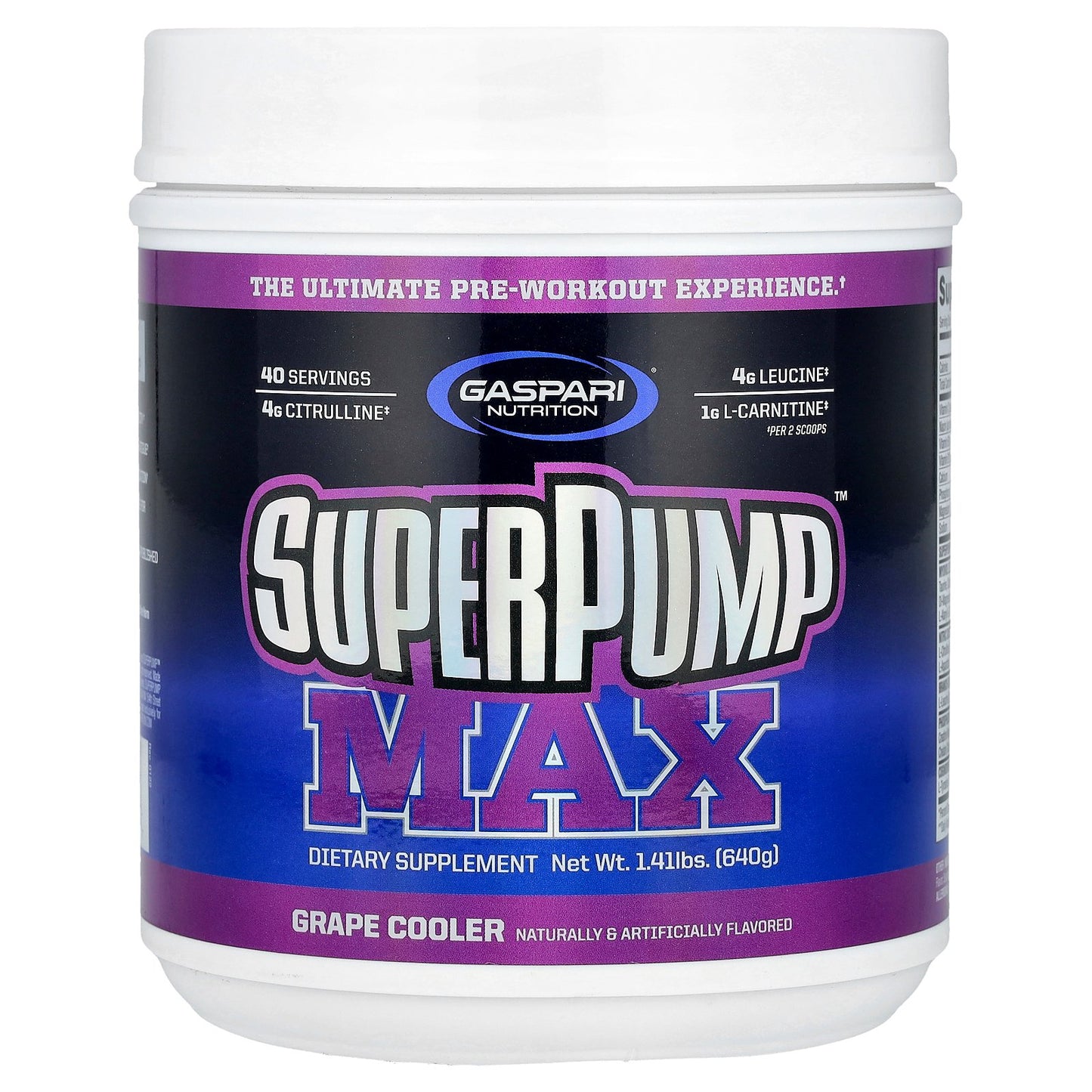 Gaspari Nutrition, SuperPump™ Max, Grape Cooler, 1.41 lbs (640 g)