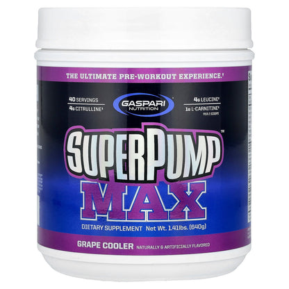 Gaspari Nutrition, SuperPump™ Max, Grape Cooler, 1.41 lbs (640 g)