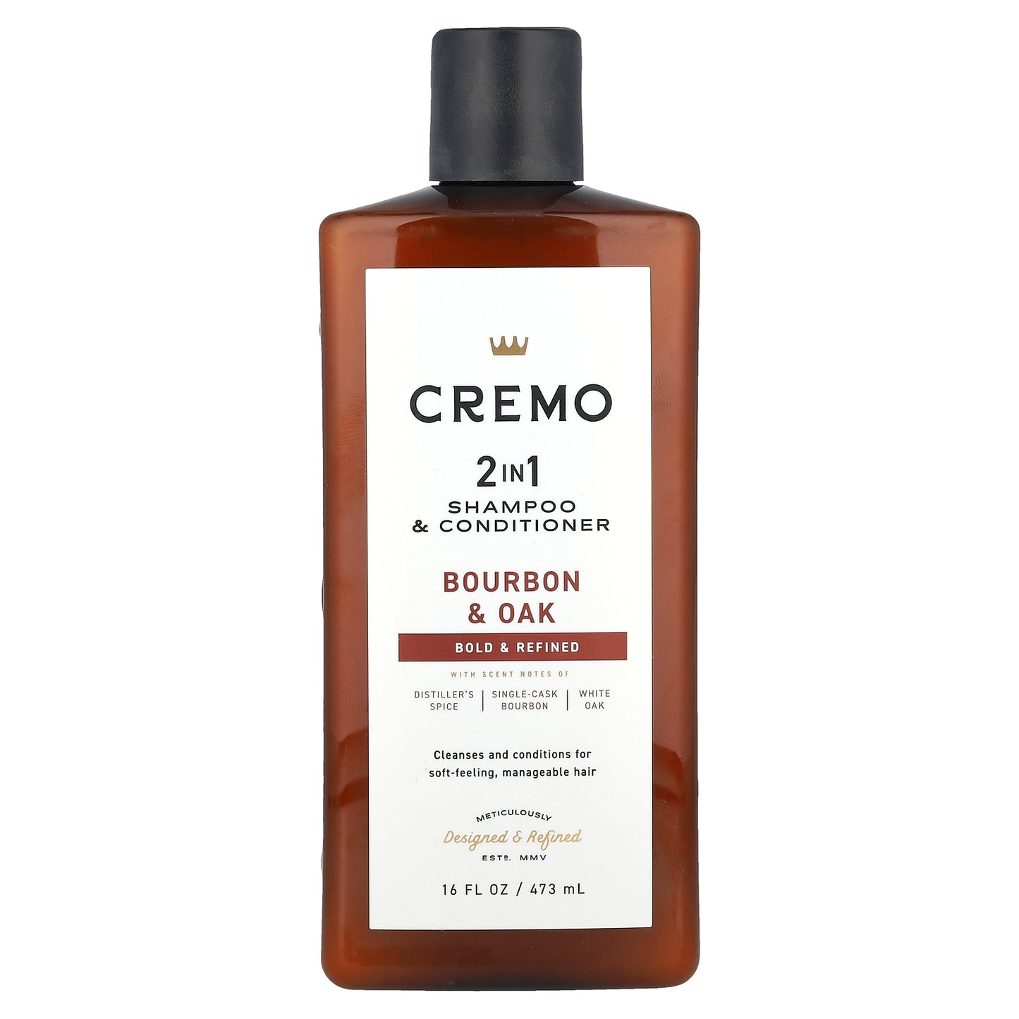 Cremo, 2 In 1 Shampoo & Conditioner, Bourbon & Oak, 16 fl oz (473 ml)