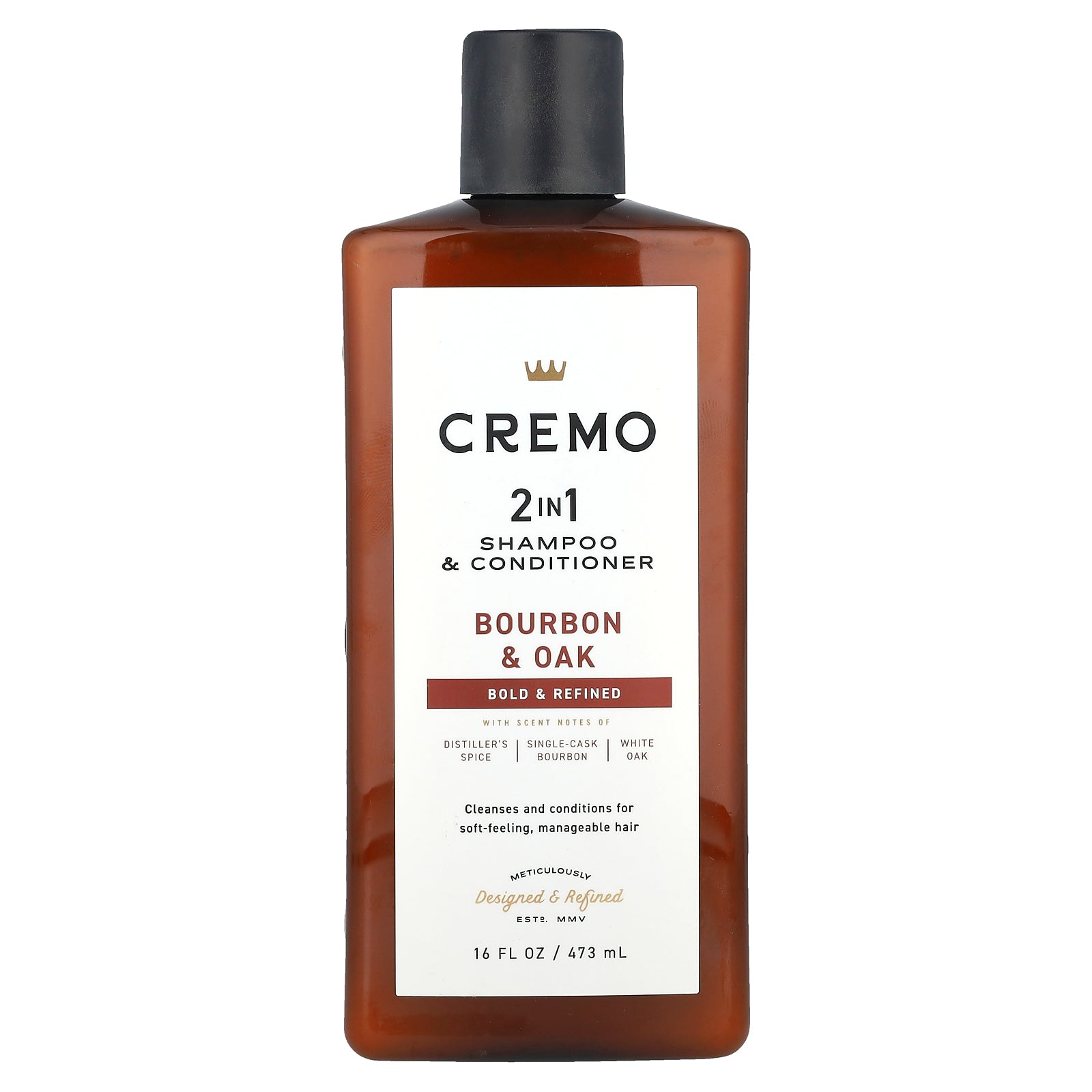 Cremo, 2 In 1 Shampoo & Conditioner, Bourbon & Oak, 16 fl oz (473 ml)