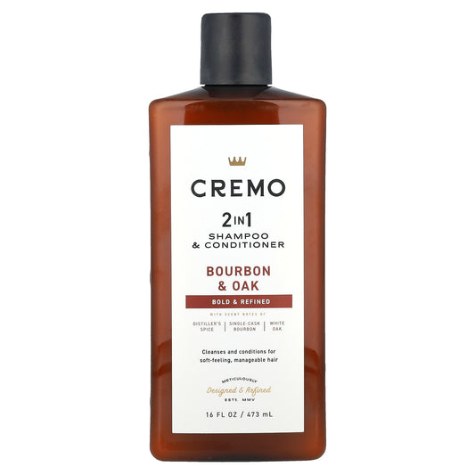 Cremo, 2 In 1 Shampoo & Conditioner, Bourbon & Oak, 16 fl oz (473 ml)