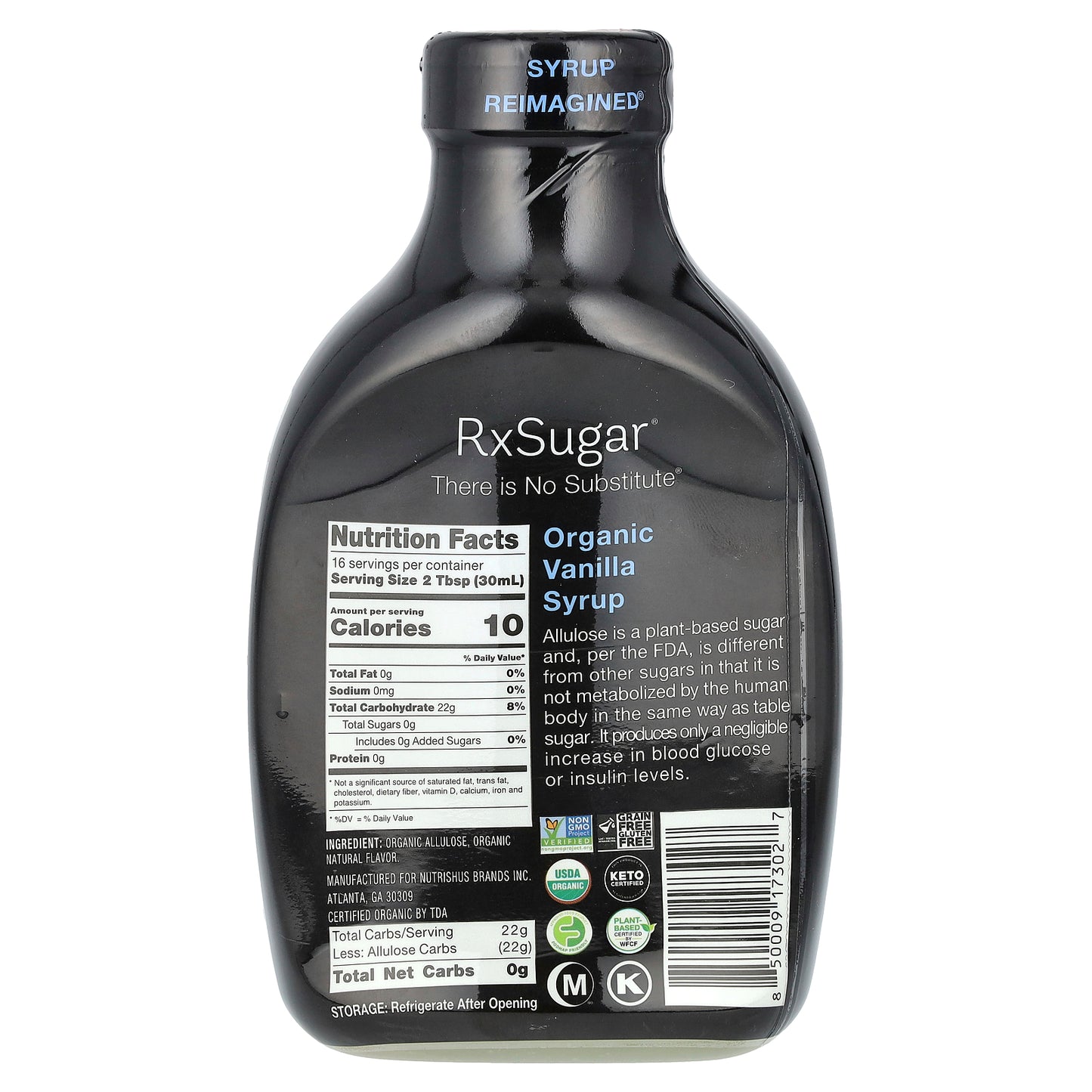 RxSugar, Organic Vanilla Syrup, 16 fl oz (473 ml)