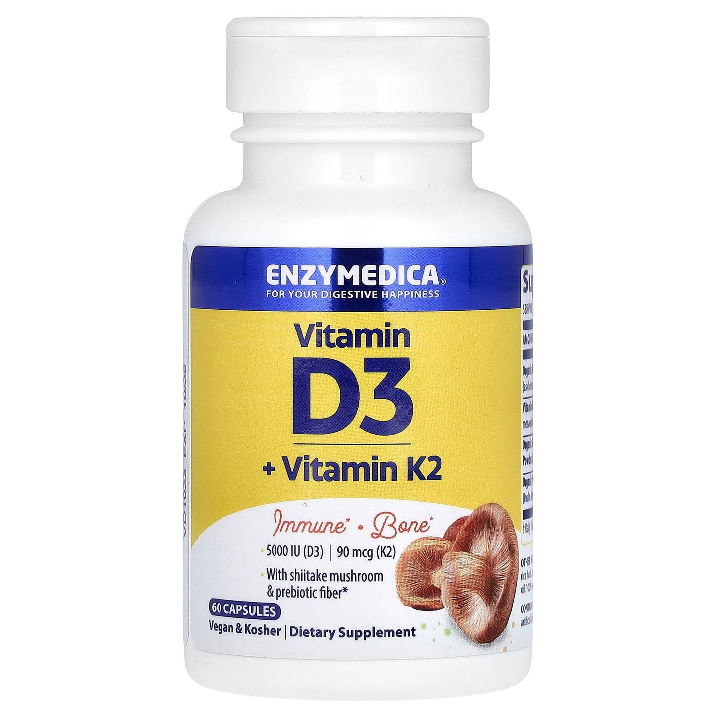 Enzymedica, Vitamin D3 + Vitamin K2, 60 Capsules