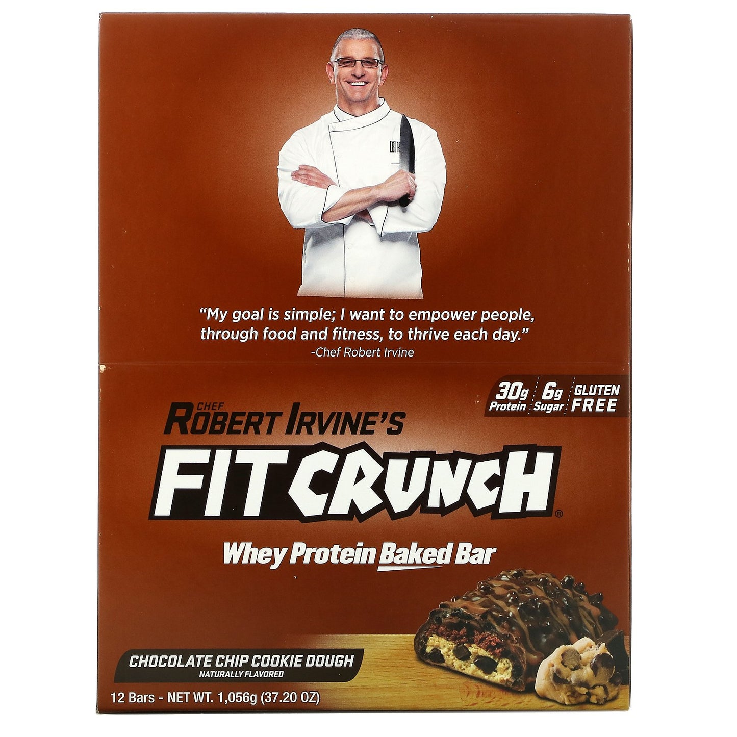 FITCRUNCH, Whey Protein Baked Bar, Chocolate Chip Cookie Dough, 12 Bars, 3.10 oz (88 g) Each