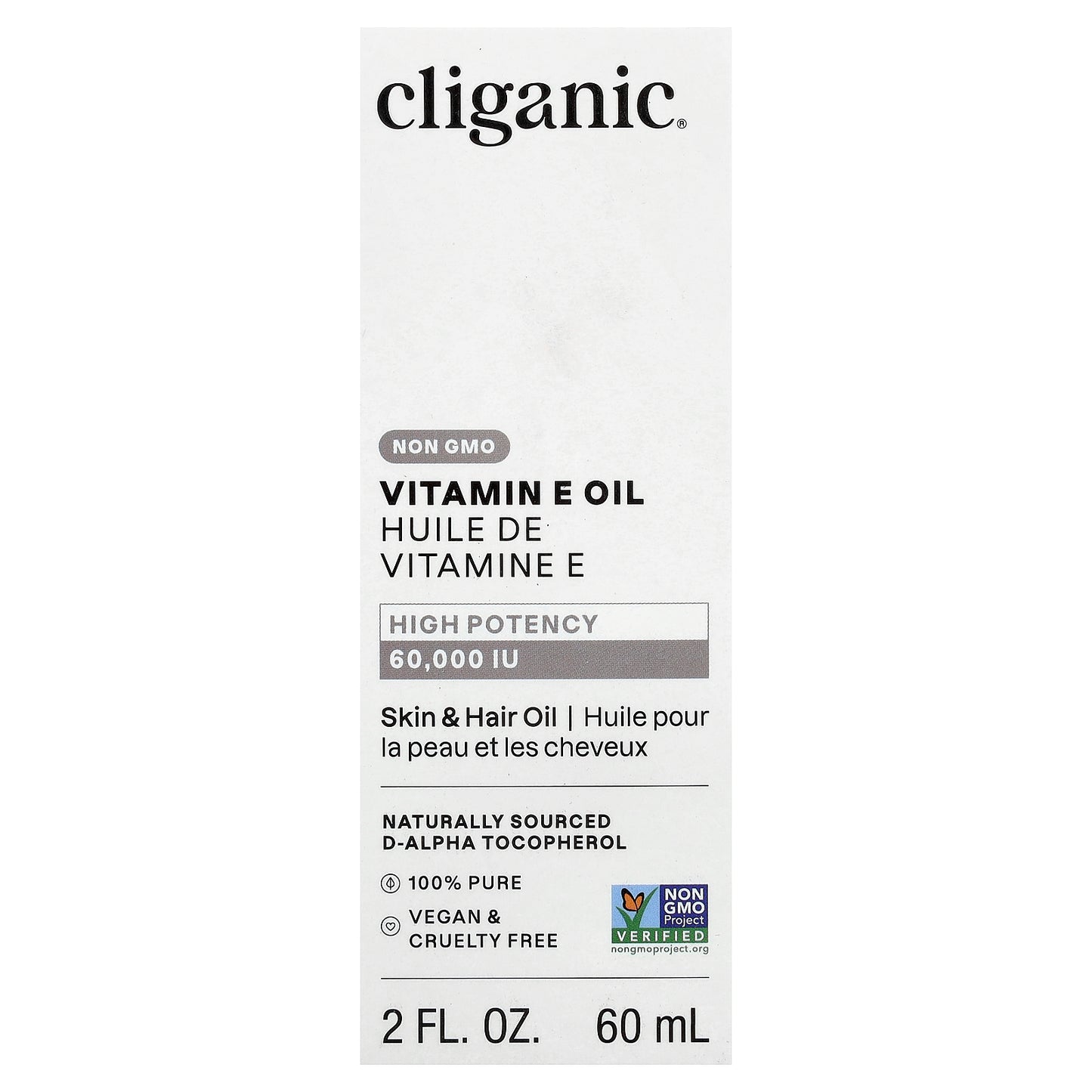 Cliganic, 100% Pure Vitamin E Oil, 60,000 IU, 2 fl oz (60 ml)