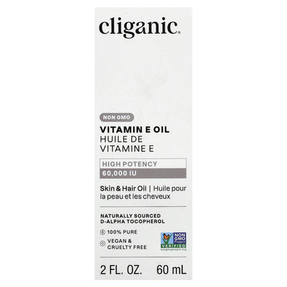Cliganic, 100% Pure Vitamin E Oil, 60,000 IU, 2 fl oz (60 ml)