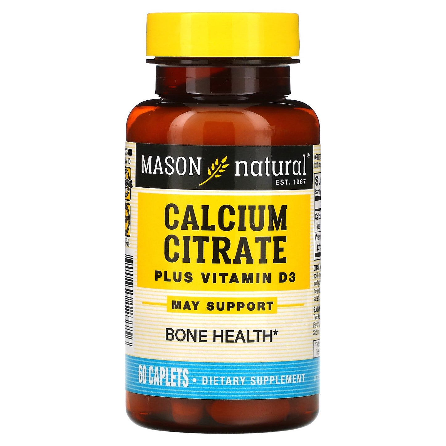 Mason Natural, Calcium Citrate Plus Vitamin D3, 60 Caplets