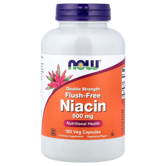 NOW Foods, Flush-Free Niacin, 500 mg, 180 Veg Capsules