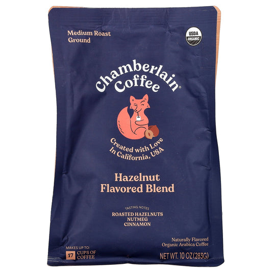Chamberlain Coffee, Witty Fox Hazelnut Blend, Ground, Medium Roast, 10 oz (283 g)