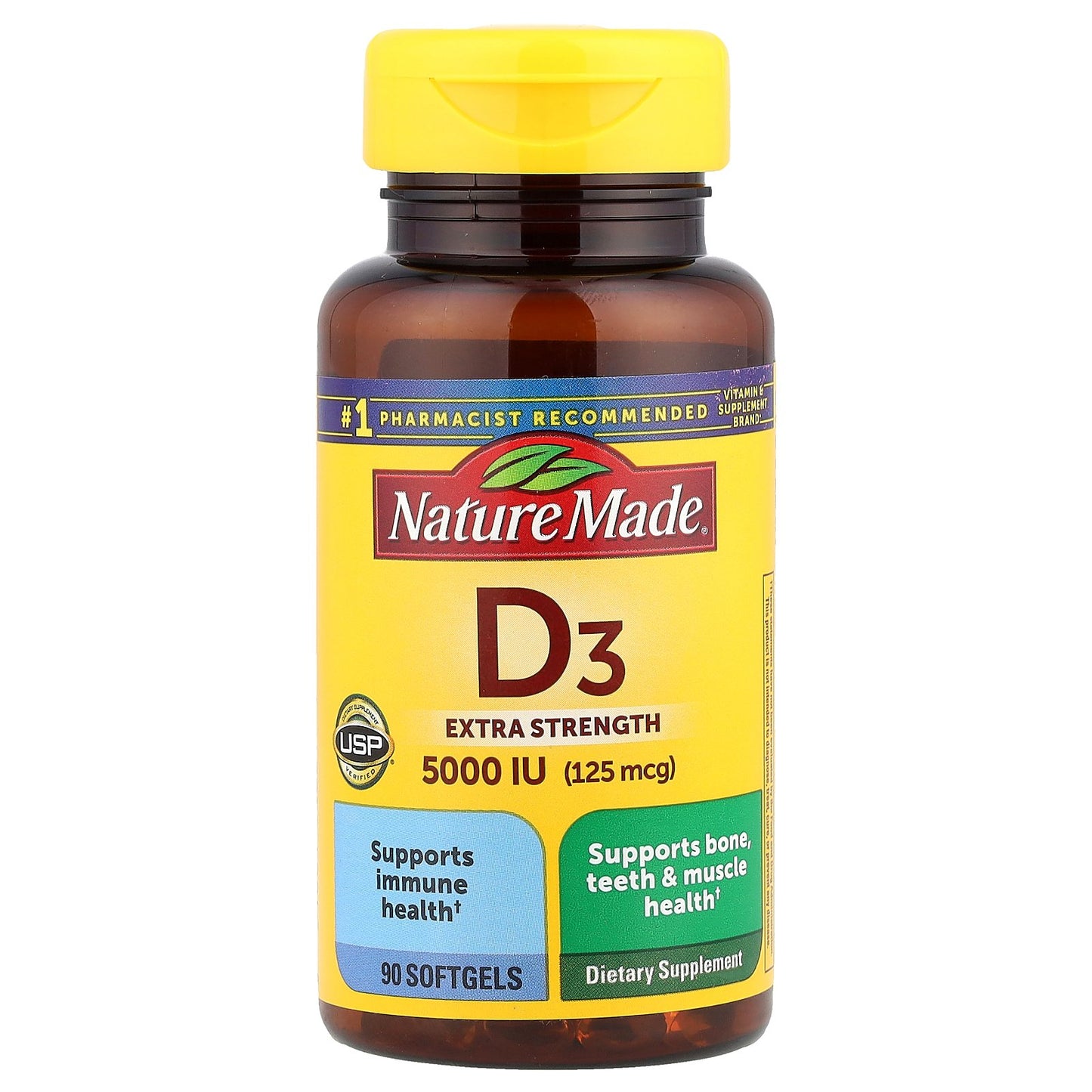 Nature Made, D3, 125 mcg (5,000 IU), 90 Softgels