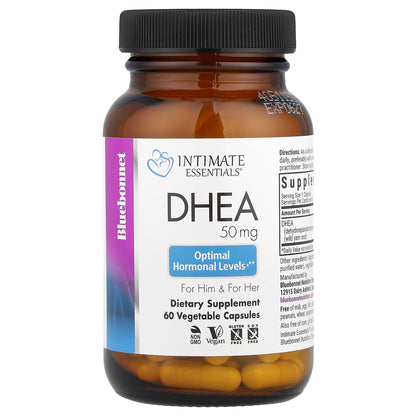Bluebonnet Nutrition, Intimate Essentials®, DHEA, For Him & For Her, 50 mg, 60 Vegetable Capsules