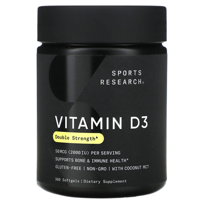Sports Research, Vitamin D3, 50 mcg (2,000 IU), 360 Softgels