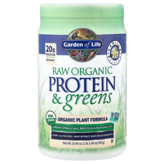 Garden of Life, Raw Organic Protein & Greens, Vanilla, 1 lb 3.4 oz (550 g)