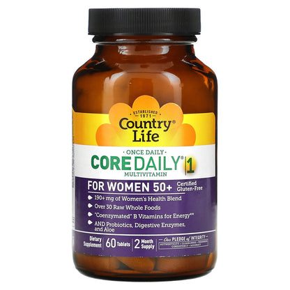 Country Life, Core Daily-1 Multivitamin for Women 50+, 60 Tablets