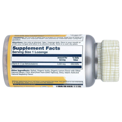Solaray, Methyl B-12 Lozenges, Natural Lemon Raspberry , 5,000 mcg, 60 Lozenges
