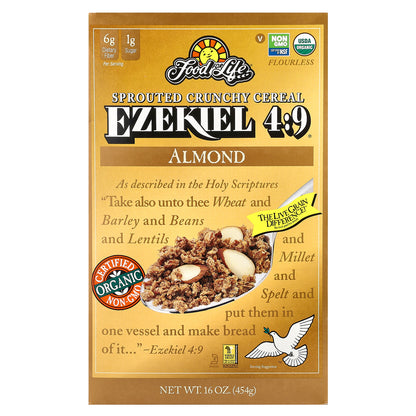 Food For Life, Ezekiel 4:9® Sprouted Crunchy Cereal, Almond, 16 oz (454 g)