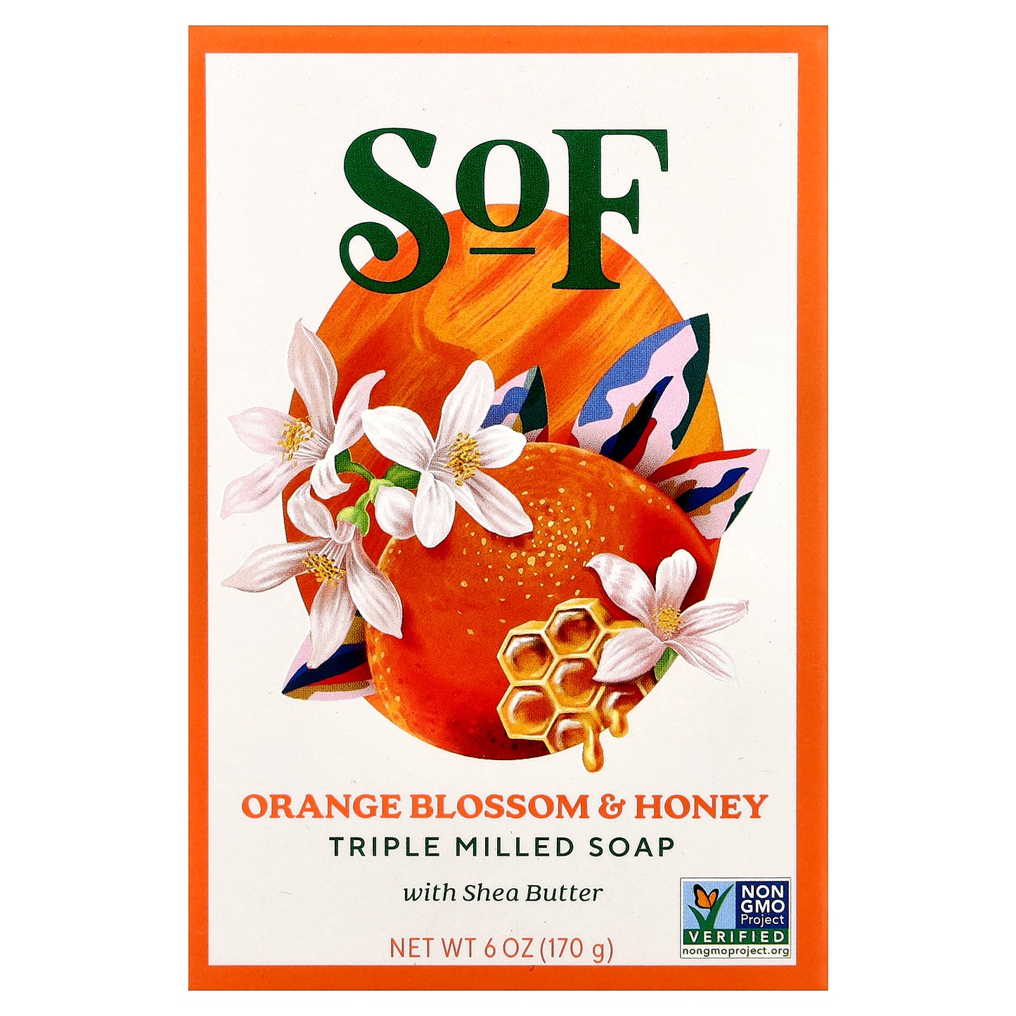 SoF, Triple Milled Bar Soap with Shea Butter, Orange Blossom & Honey, 6 oz (170 g)