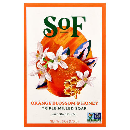 SoF, Triple Milled Bar Soap with Shea Butter, Orange Blossom & Honey, 6 oz (170 g)