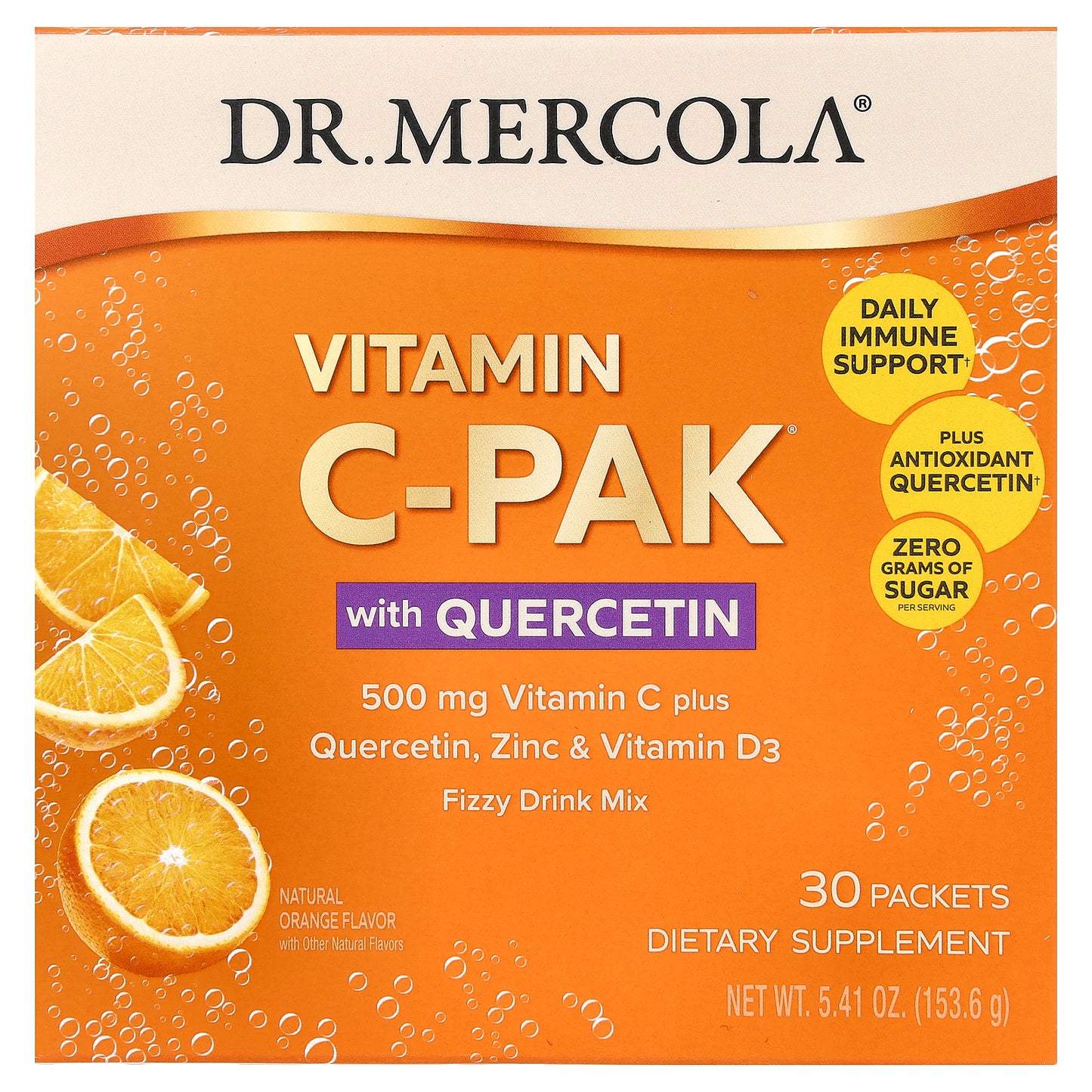 Dr. Mercola, Vitamin C-PAK with Quercetin, Natural Orange, 30 Packets, 0.18 oz (5.12 g) Each