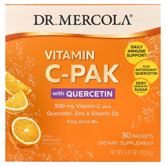 Dr. Mercola, Vitamin C-PAK with Quercetin, Natural Orange, 30 Packets, 0.18 oz (5.12 g) Each