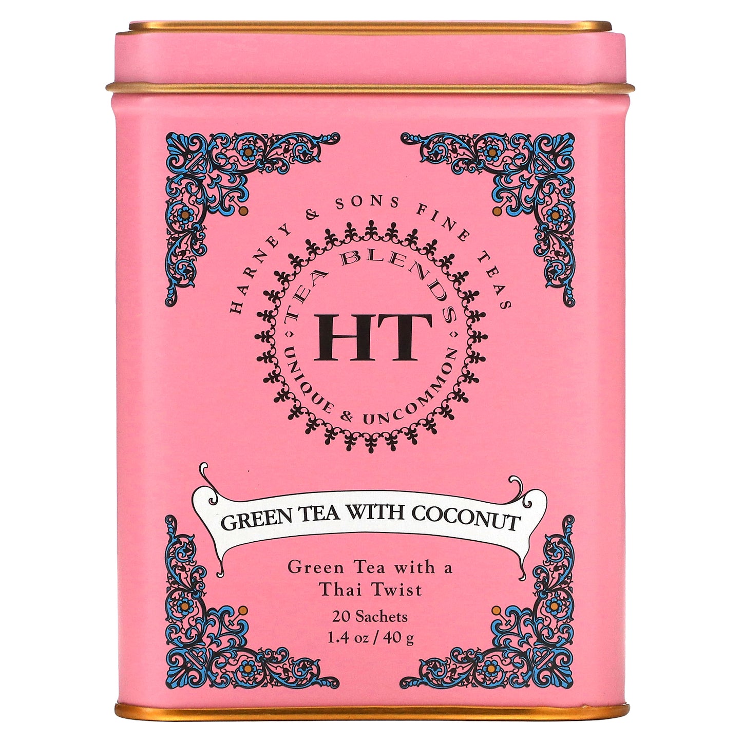 Harney & Sons, HT Tea Blends, Green Tea with Coconut, 20 Tea Sachets, 1.4 oz (40 g)