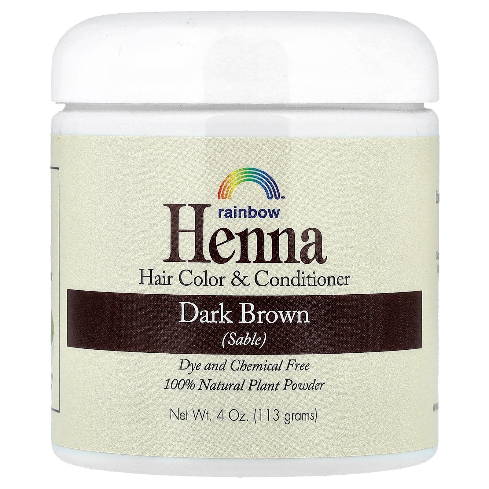 Rainbow Research, Henna, Hair Color & Conditioner, Dark Brown (Sable), 4 oz (113 g)