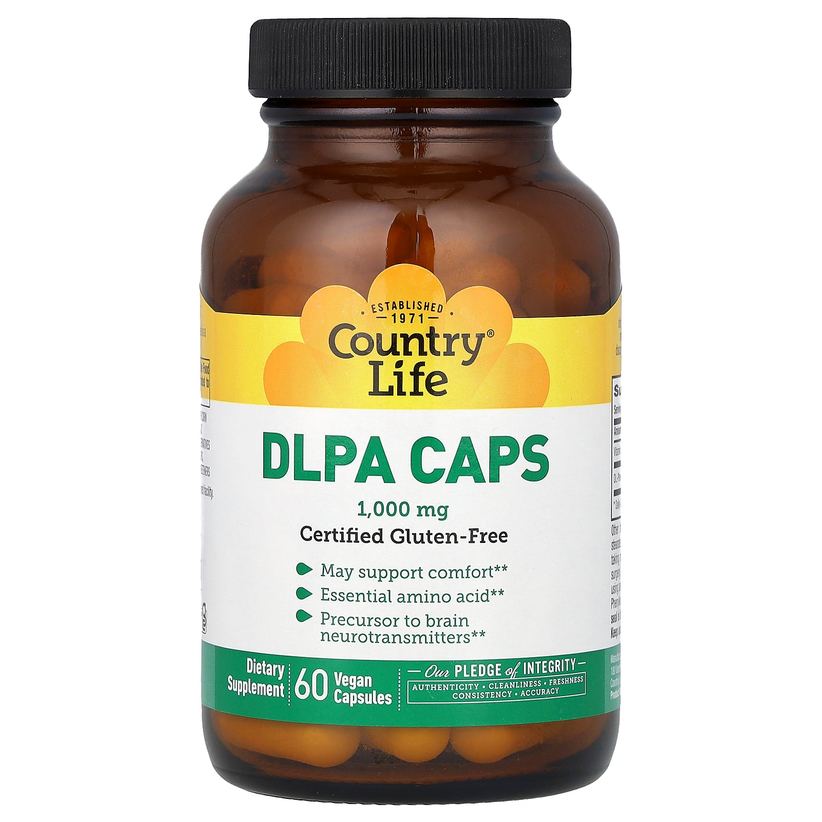 Country Life, DLPA Caps, 1,000 mg, 60 Vegan Capsules