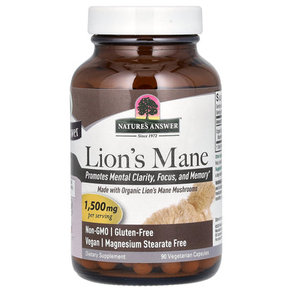 Nature's Answer, Lion's Mane, 90 Vegetarian Capsules (500 mg per Capsule)