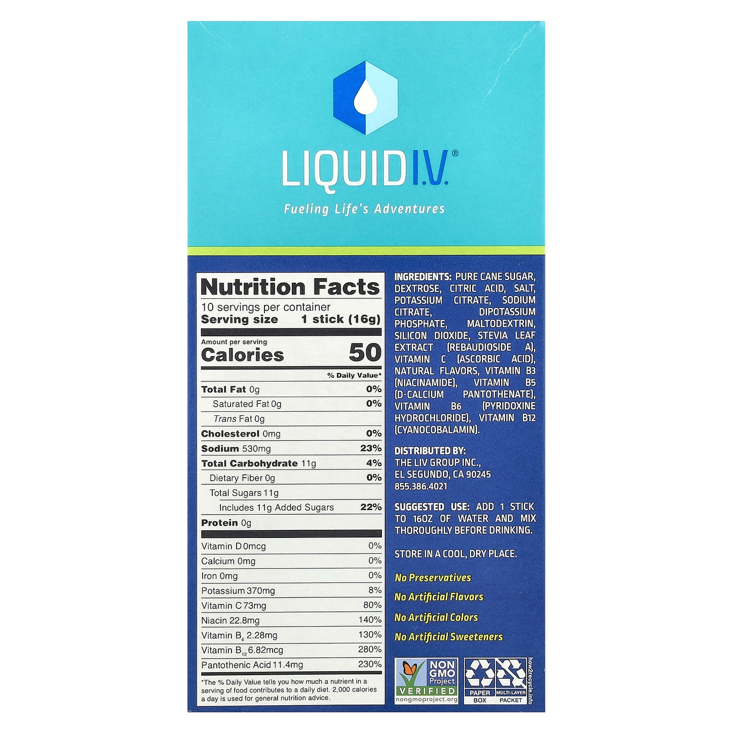 Liquid I.V., Hydration Multiplier®, Electrolyte Drink Mix, Watermelon, 10 Stick Packs, 0.56 oz (16 g) Each