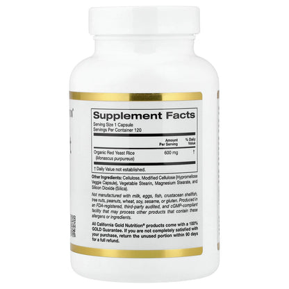 California Gold Nutrition, Red Yeast Rice, 600 mg, 120 Veggie Capsules