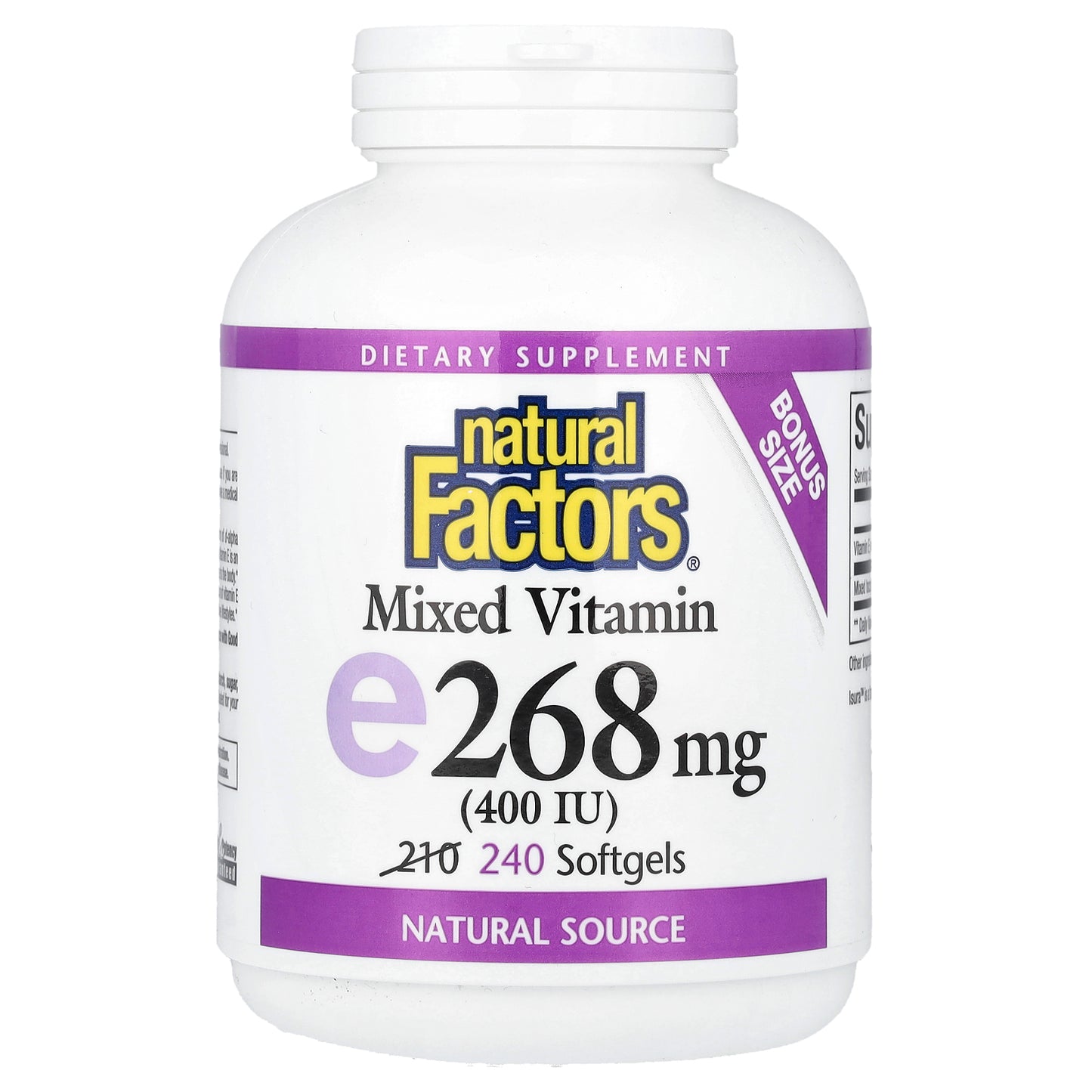 Natural Factors, Mixed Vitamin E, 268 mg (400 IU), 240 Softgels