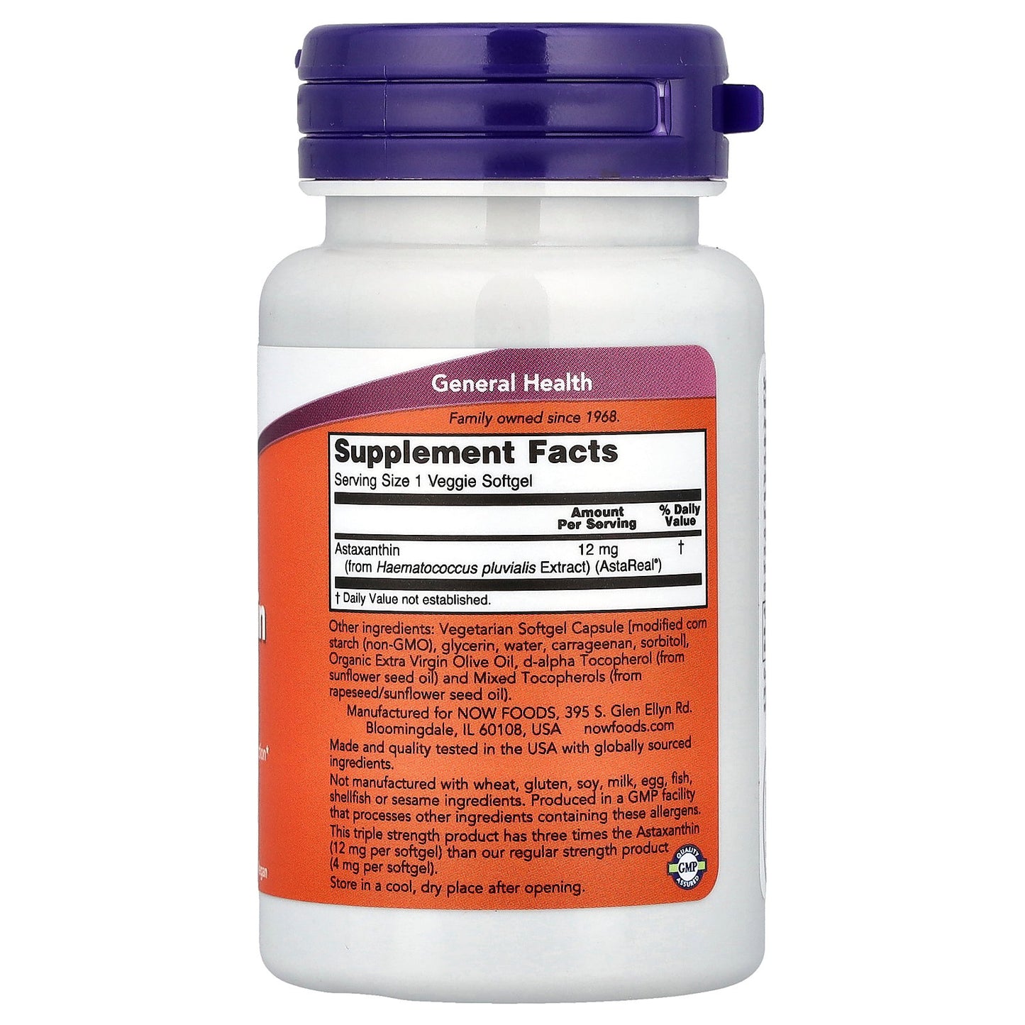 NOW Foods, Astaxanthin, 12 mg, 60 Veggie Softgels