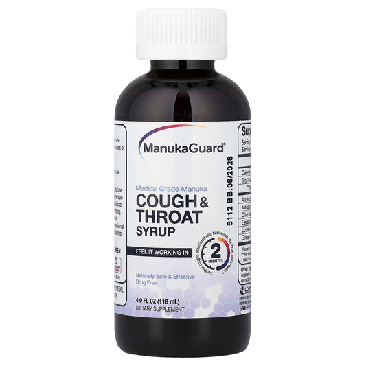 ManukaGuard, Cough & Throat Syrup, Medical Grade Manuka Honey, 4 fl oz (118 ml)
