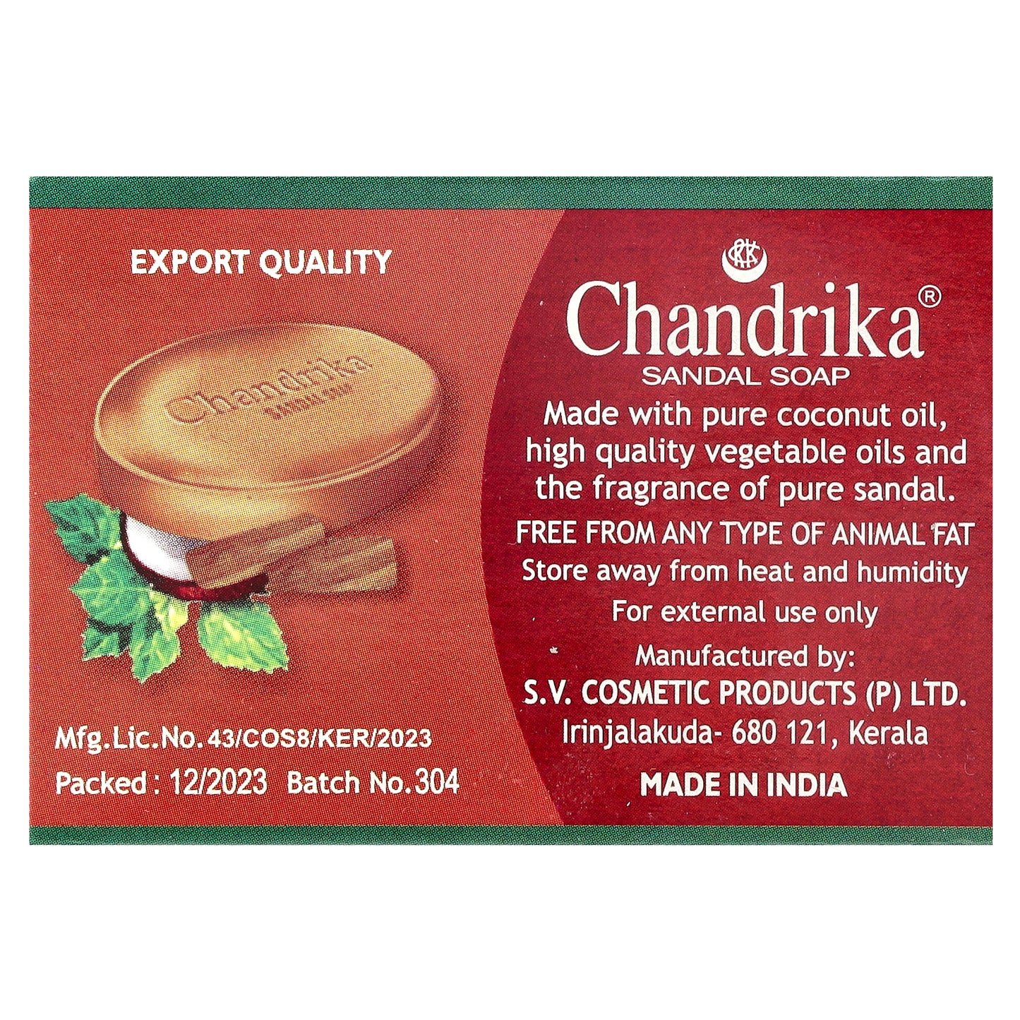 Chandrika Soap, Sandal Bar Soap, 75 g