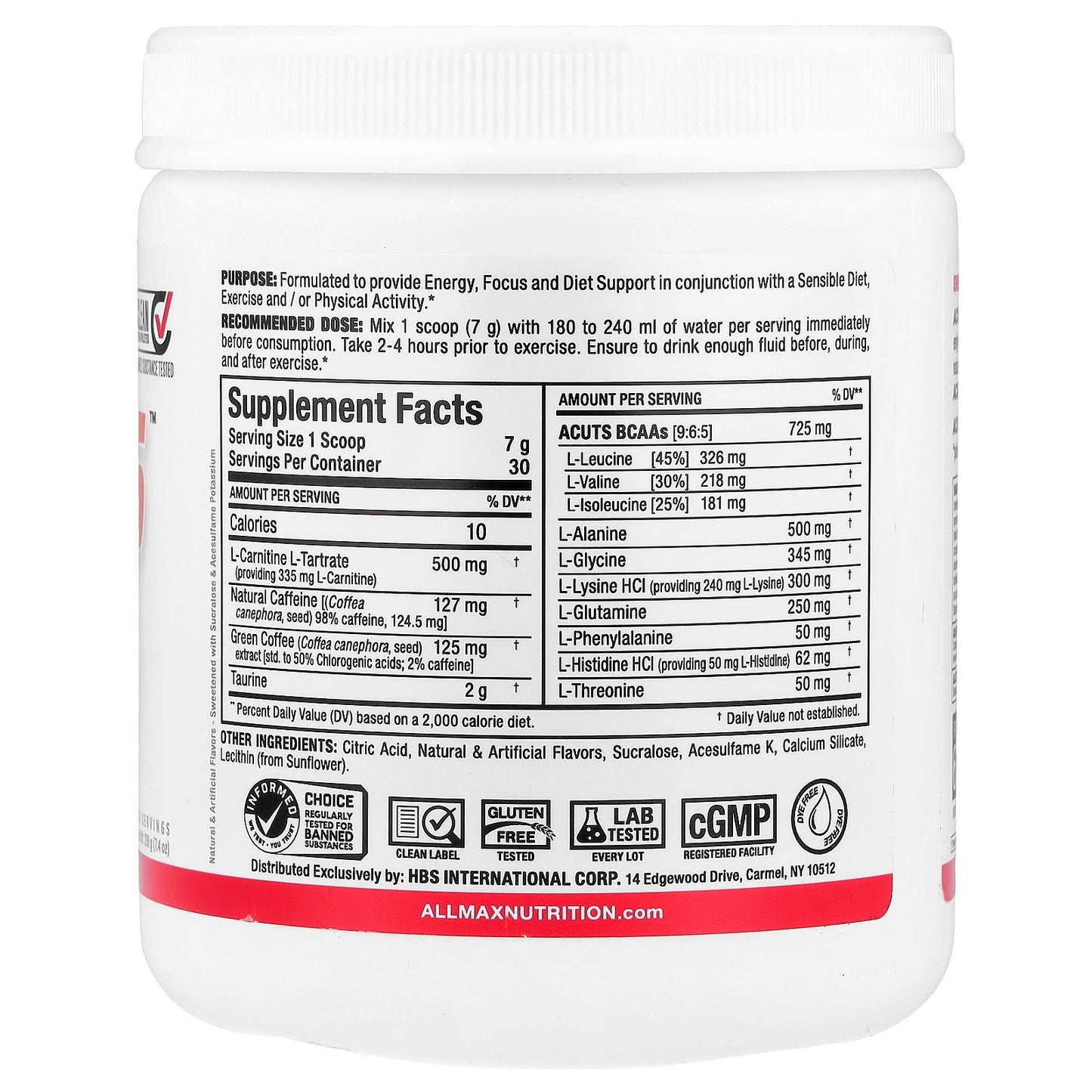 ALLMAX, ACUTS™, Amino-Charged Energy, Watermelon, 7.4 oz (210 g)