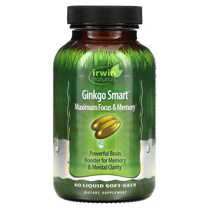 Irwin Naturals, Ginkgo Smart, Maximum Focus & Memory, 60 Liquid Soft-Gels