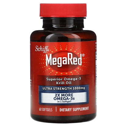 Schiff, MegaRed, Superior Omega-3 Krill Oil, Ultra Strength, 1,000 mg, 60 Softgels