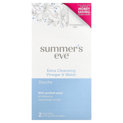 Summer's Eve, Douche, Extra Cleansing, Vinegar & Water, 2 Units, 4.5 fl oz (133 ml) Each