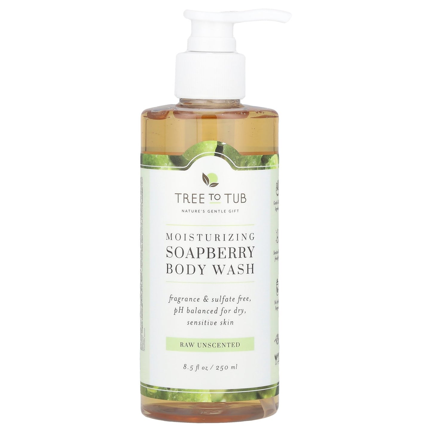 Tree To Tub, Moisturizing Soapberry Body Wash, Raw Unscented , 8.5 fl oz (250 ml)