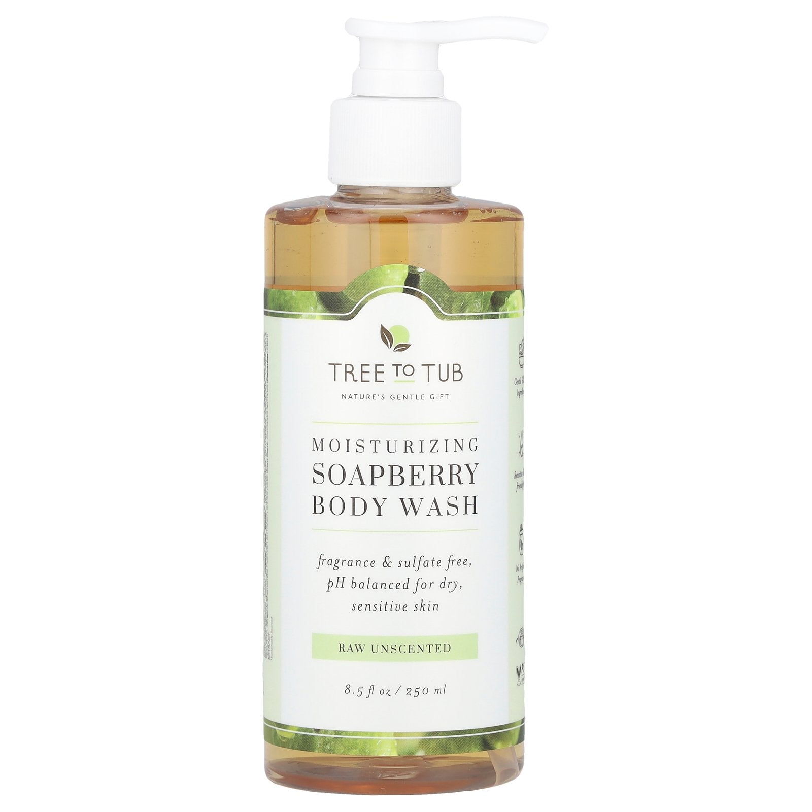 Tree To Tub, Moisturizing Soapberry Body Wash, Raw Unscented , 8.5 fl oz (250 ml)